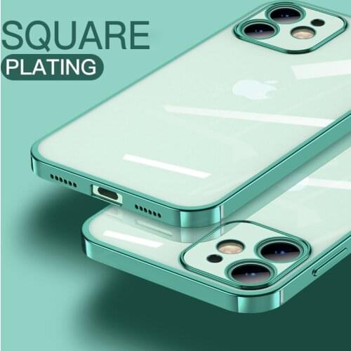 Classic Square Plating Frame Protection Soft Phone Case For iPhone 11 Pro XS Max X XR 6 6S 7 8 Plus SE 2 Ultra Thin Clear Cover