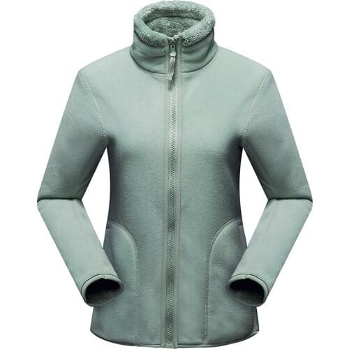 Womens Polar Fleece Warm Jacket Ladies Top Outdoor Jacket Liner Plus Fleece Autumn Winter Cardigan Double-sided Fleece Sweater