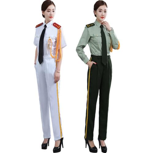 Womens military uniform summer flag raising Clothing cultural troupe military Blouse + Pants Or Skirt performance Army Wear