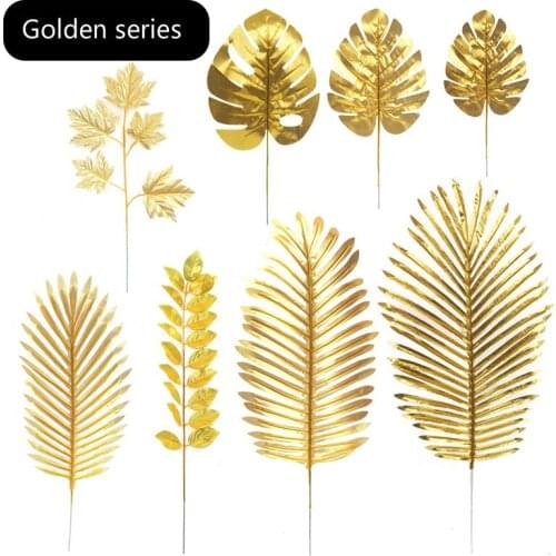 "Golden Series" Artificial Monstera Plants Plastic Tropical Palm Leaves Home Garden Decor Accessories Photography Decor Leaves