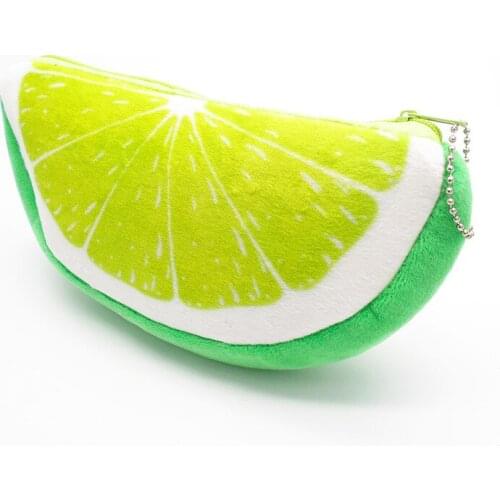 1pc Fashion Cute Lemon Fruit Velvet Wallet Pencil Case Pen Bags Purse Plush Pencilcase Stationery Woman Make Up Cosmetic Handbag
