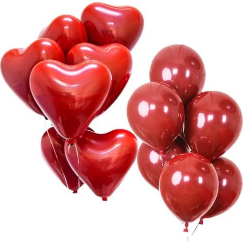 10 Inch Matt Heart Shaped Pomegranate Red Latex Balloon Double Layer Round Globos Lover Proposal Wedding Party Decors Supplies