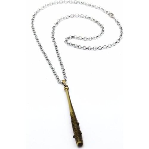 10pcs/lot Wholesale The Walking Dead Necklace Metal Negan Lucille Mini Baseball Bat Ball Link Chain Necklaces