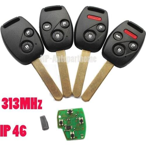 2/3 Buttons Remote Car Key Shell for HLIK-1T 313MHz for Honda Accord Element CR-V HR-V Fit City Jazz Odyssey Shuttle