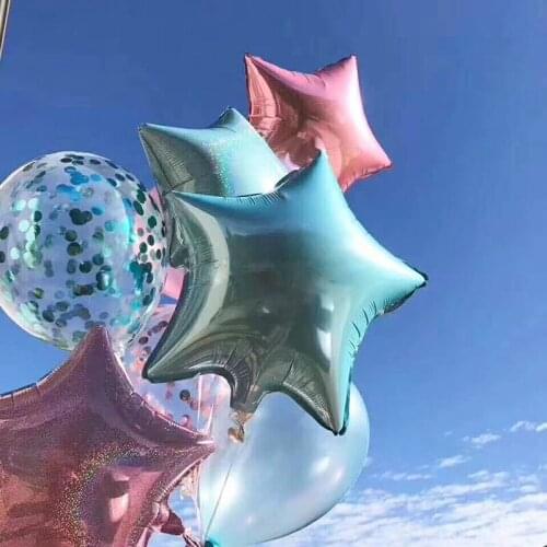 2pcs/5pcs 18inch Colorful Laser Metallic Star Foil Balloons Wedding Bridal Birthday Party Decors Kids Helium Inflatable Globos