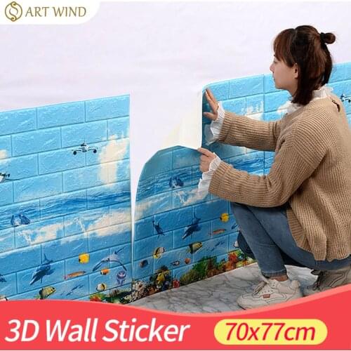 3D Wall Paper Brick stone pattern Self-Adhesive Waterproof 3D Wall paper 70*77cm For Bedroom Kids Room Living Room 3D Wallpaper