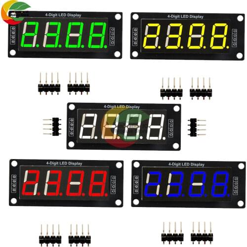 Ziqqucu TM1637 0.56" 4 Bit Digital LED Tube Display Module Decimal 7 Segments Yellow/White/Red/Green/Blue for Arduino