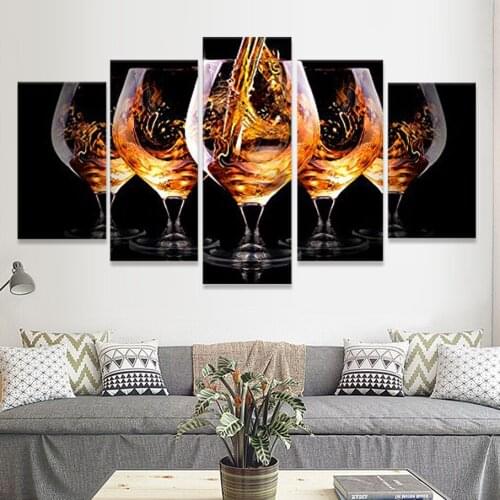 5 sets/panels Wine glass Print on Canvas large canvas painting for bedroom Wall Art for Home Decor