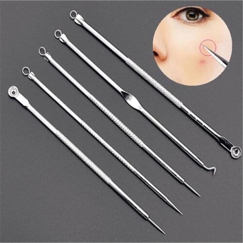 5PCS/Set Acne Blackhead Removal Needles Carbon Steel Blackhead Comedone Acne Removal Tool Extractor Remover Needles Pimple Kit