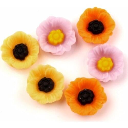 50Pcs Resin Flower 12mm Decoration Crafts Kawaii Cute Flatback Cabochon Embellishments For Scrapbooking DIY Accessories