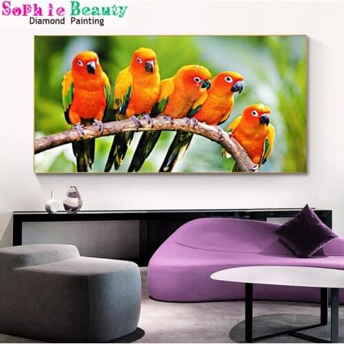 5D DIY Diamond Embroidery Parrot Full Square Diamond Painting Cross Stitch Pictures Of Rhinestones Mosaic Decoration 20A102