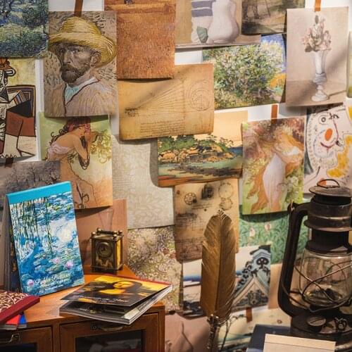 60 pcs/set World Famous Painting Memo Pad Message Notes Decorative Notepad Starry sky Note paper Memo Stationery Office Supplies