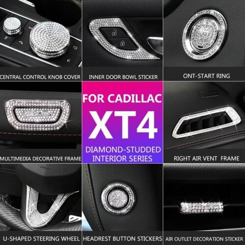 Car Interior Diamond Sticker Central Control Knob Steering Wheel Air Outlet Multimedia Button Decorativ For Cadillac XT4 CT5 CT4