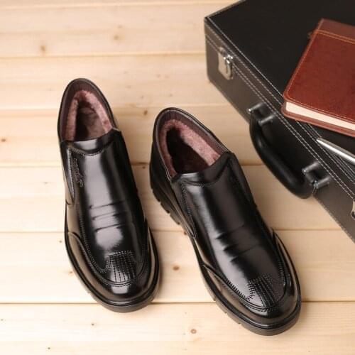 Genuine Leather Winter Men Business Boots Slip-on Fur Warm Men Snow Boots Casual Basic Low Ankle Boots For Sale fhn67
