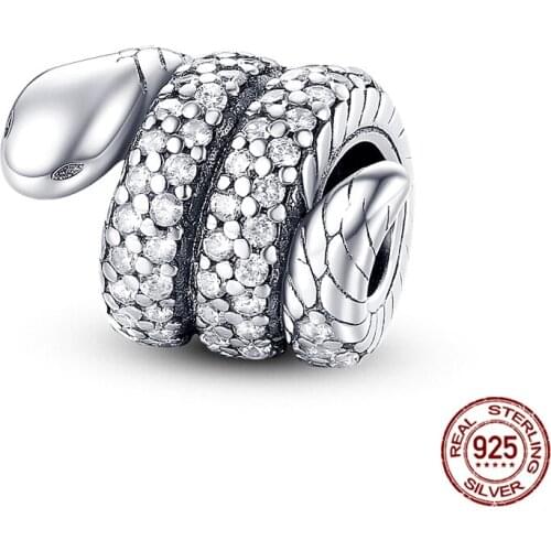 925Silver 2020 New Autumn Sparkling Wrapped Snake Charms Beads Fit Bracelet Original DIY Fine Jewellery For Women
