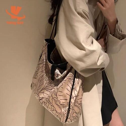CAREY KAY Women Summer Niche Design Handbag Purses Female Painting Tote Bags Girls Large-Capacity Shoulder Bag Femme Shopper Bag