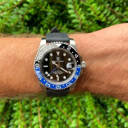 PAGANI DESIGN GMT Mens Mechanical Watches Rubber Strap 40mm Rotating Bezel 100 Waterproof Sports Watch Mens Business Clock
