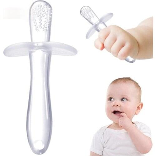 Baby Silicone Training Toothbrush BPA Free Safe Toddle Teether Chew Toys Teething Ring Gift for Infant Baby Chewing teething