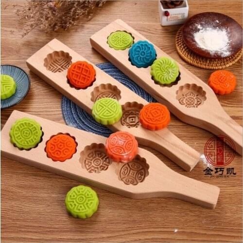 Moon Cake Mold Wooden Pastry Mold Baking Tool for Making Mung Bean Cake Ice Skin Fondant Cake Mold Chocolate Mold Cake Decors