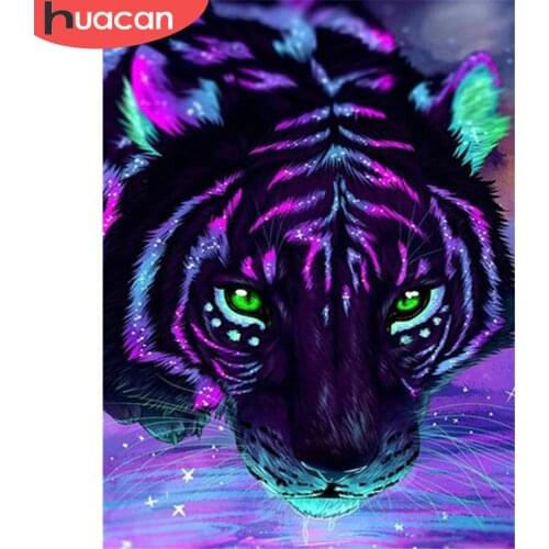 HUACAN 5D DIY Diamond Painting Kit Tiger Cross Stitch Full Drill Diamond Embroidery Animal Art Rhinestone Home Decoration
