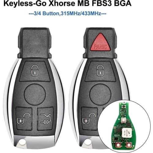 Keyecu Keyless Go Xhorse MB FBS3 BGA Remote Car Key Fob 315MHz /433MHz for Mercedes Benz W204 W207 W212 W164 W166 W221