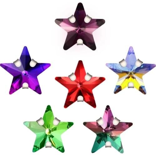 XiChuan Star Crystals Sewing on Rhinestone Beads for Needlework Metal Base Strass Colorful Fabric Decoration Star for Sewing