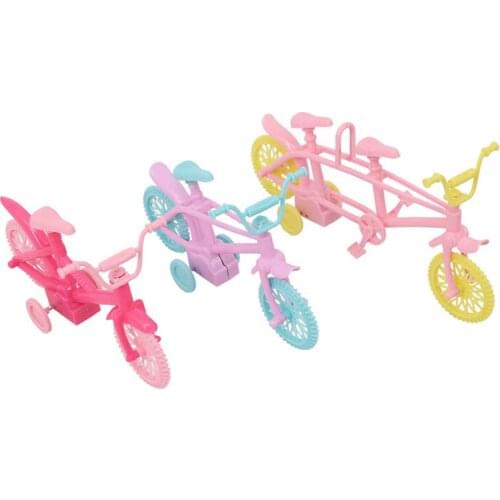 ZWSISU Doll 4 Styles Bicycles Bikes Red Yellow Blue Mixed Colors Outdoor Party Accessories For Barbies Ken Dollhouse Girl`s Toy