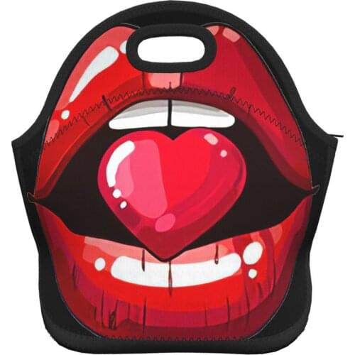 Sexy Lips Prints Lunch Bags for Women Work Office Lunch Box Cooler Bags Girls School Lunch Bag for Picnic Hiking