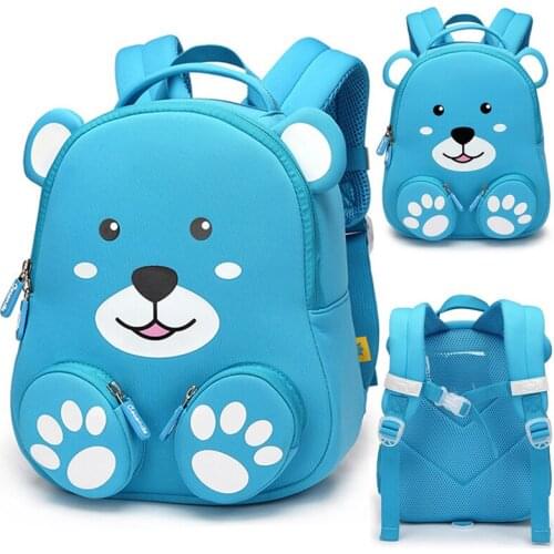 Cute 3D Blue Bear School Bags for Boys Lovely Animals Design Kids Girls Backpacks Children Students Book Bags Mochila Infantil