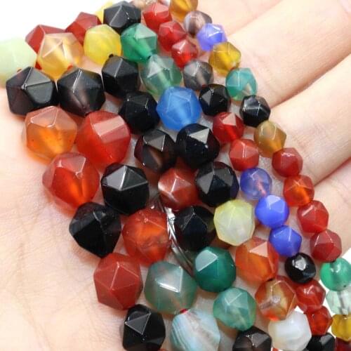 Natural Stone Faceted Colorful Agates Loose Spacer Beads For Jewelry Making Charm DIY Bracelet Necklace Accessories 6/8/10mm