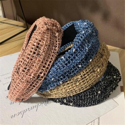 Autumn/Winter Retro Headband Solid Color Wide-Brimmed Hair Accessories Kink Design High-End Hair Band Women Non-Slip Hair Hoop
