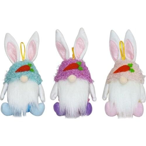 Easter Bunny Gnome Cookie and Candy Storage Container Jar Rabbit Swedish Tomte Plush Doll Ornaments Hanging Xmas Tree