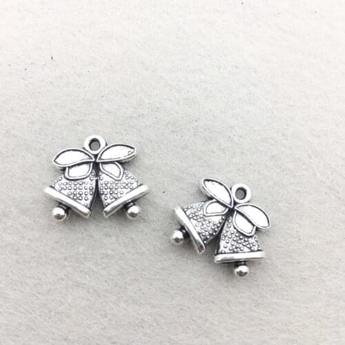 20pcs Christmas Bell Charms 17mm x 15mm DIY Jewelry Making Pendant antique silver color