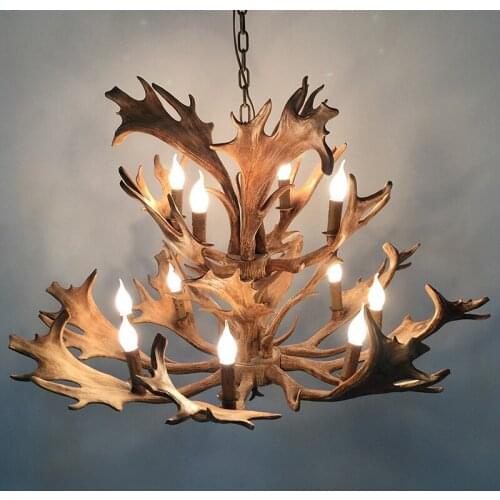 Retro Antler Chandelier Creative Resin Hanging Light New Fixture For Duplex Building Living Room Home Lighting Chandelier PA0130