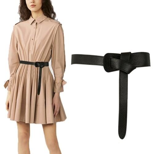 Luxury Female Belt for Women red Bow design Thin PU Leather Jeans Girdles Loop strap belts bownot brown dress coat accessories