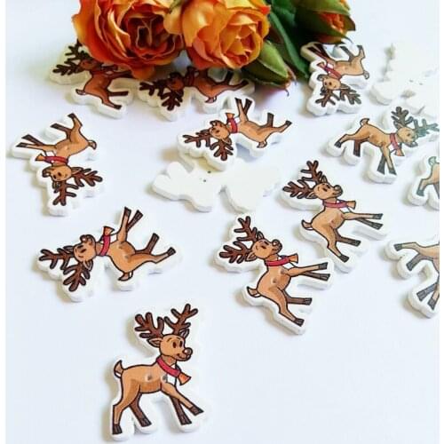 40 pcs/lot Christmas deer decorative Buttons 2 Hole Sewing Flatback Scrapbooking Painting Wood Buttons Mixed Sewing Accessories