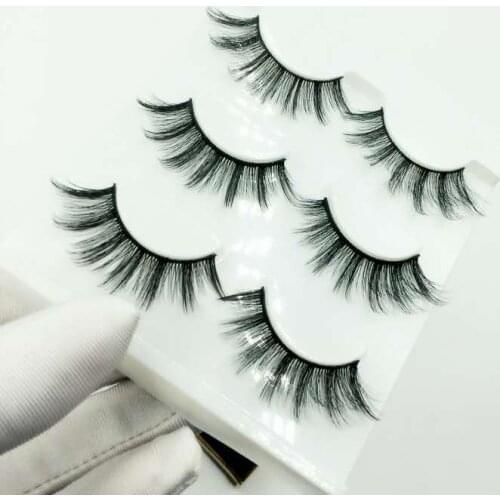 2020 NEW 3 pairs 100% Real Mink Eyelashes 3D Natural False Eyelashes Mink Lashes Soft Eyelash Extension Makeup Kit Cilios