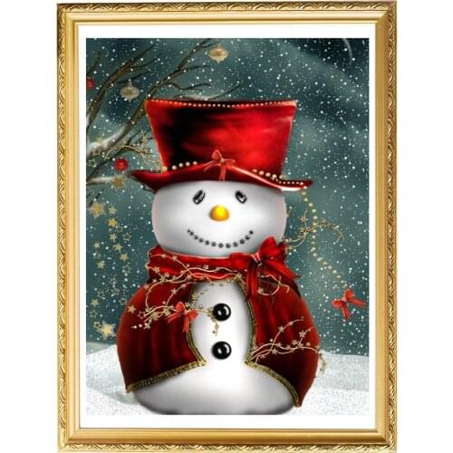 Christmas Snowman DIY Cross Stitch 11CT Embroidery Kits Craft Needlework Set Printed Canvas Cotton Thread Home Sell