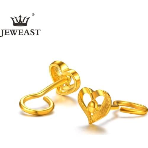 DCZB 24K Pure Gold Earring Real AU 999 Solid Gold Earrings Hollow Hearts Upscale Trendy Classic Fine Jewelry Hot Sell New 2020