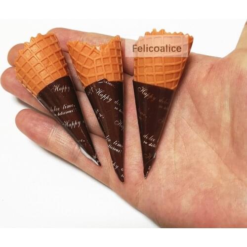 3Pcs Simulated Foods Ice Cream Cone Diy Slime Charms Supplies Accessories For Pretend Play Kitchen Toys