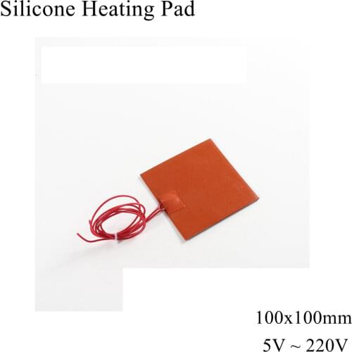 100mmx100mm 12V 24V 220V Silicone Heating Pad Electric Silicone Rubber Heat Mat Heated Bed Plate Flexible Waterproof 3D Printer