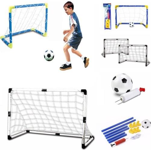 Folding Mini Inflatable Football Soccer Goal Post Net Set Kids Sport Indoor Outdoor Games Toys Child Birthday Gift