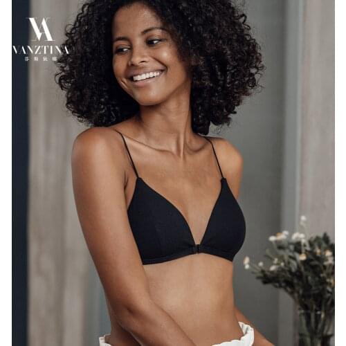 VANZTINA Soft Bralette Deep V Seamless Bras For Women Thin Strap Wireless Push Up Bra Comfort Underwear Ladies Sexy Lingerie