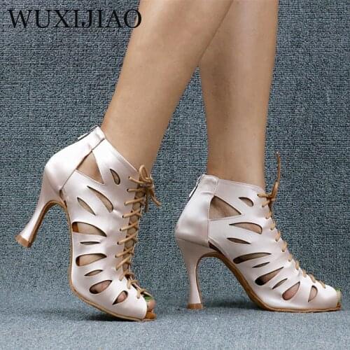 WUXIJIAO Womens Latin Dance Shoes New Dance Shoes Unique Design Salsa Shoes Diamond Sandals