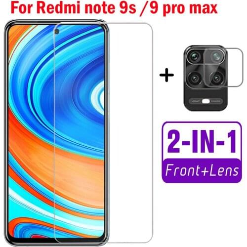 2 in 1 Protective Glass For Xiaomi Redmi Note 9 Pro Max 9S Camera Screen Protector Lens Tempered Glass On Redmi Note 9 S 9Pro