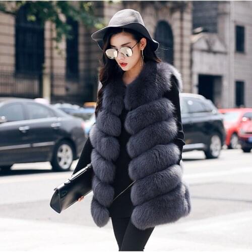 Rf0009b Big Sale Natural Fur Waistcoat Striped Style Classical Fur Gilet Real Fox Fur Vest Woman