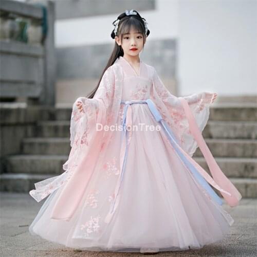 2021 kid girl chinese costume child fairy hanfu clothing ancient folk dance performance chinese traditional hanfu dress for girl