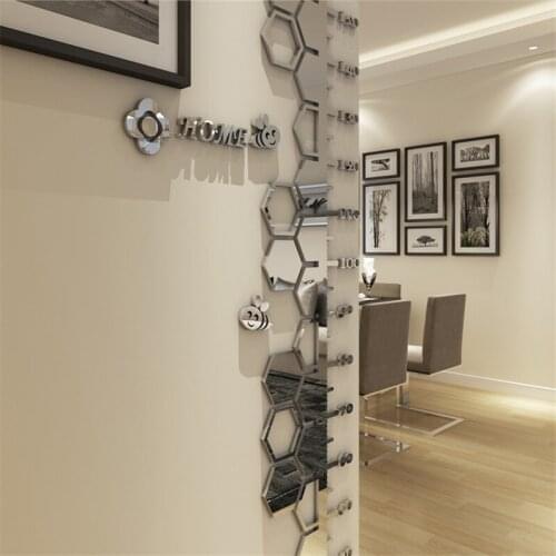 3d Height Measure Stickers Kids Room Living Room Height Wall Stickers Silver Wallpaper Sticker Home Decoration Wall Decor Q