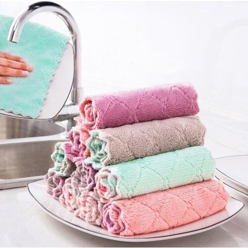 Cartoon Kitchen Wipes Microfiber Hanging Towel Quick-Dry Lovely Fruit Pattern Kitchen Towel Cute Print Dish Cloth Wiping Napkin
