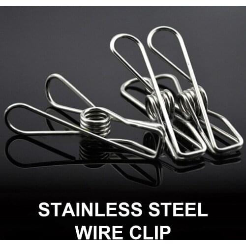 60pcs Household Stainless Steel Clothes Pegs Hanging Clip Pins For Laundry Storage & Organization Windproof Clamp